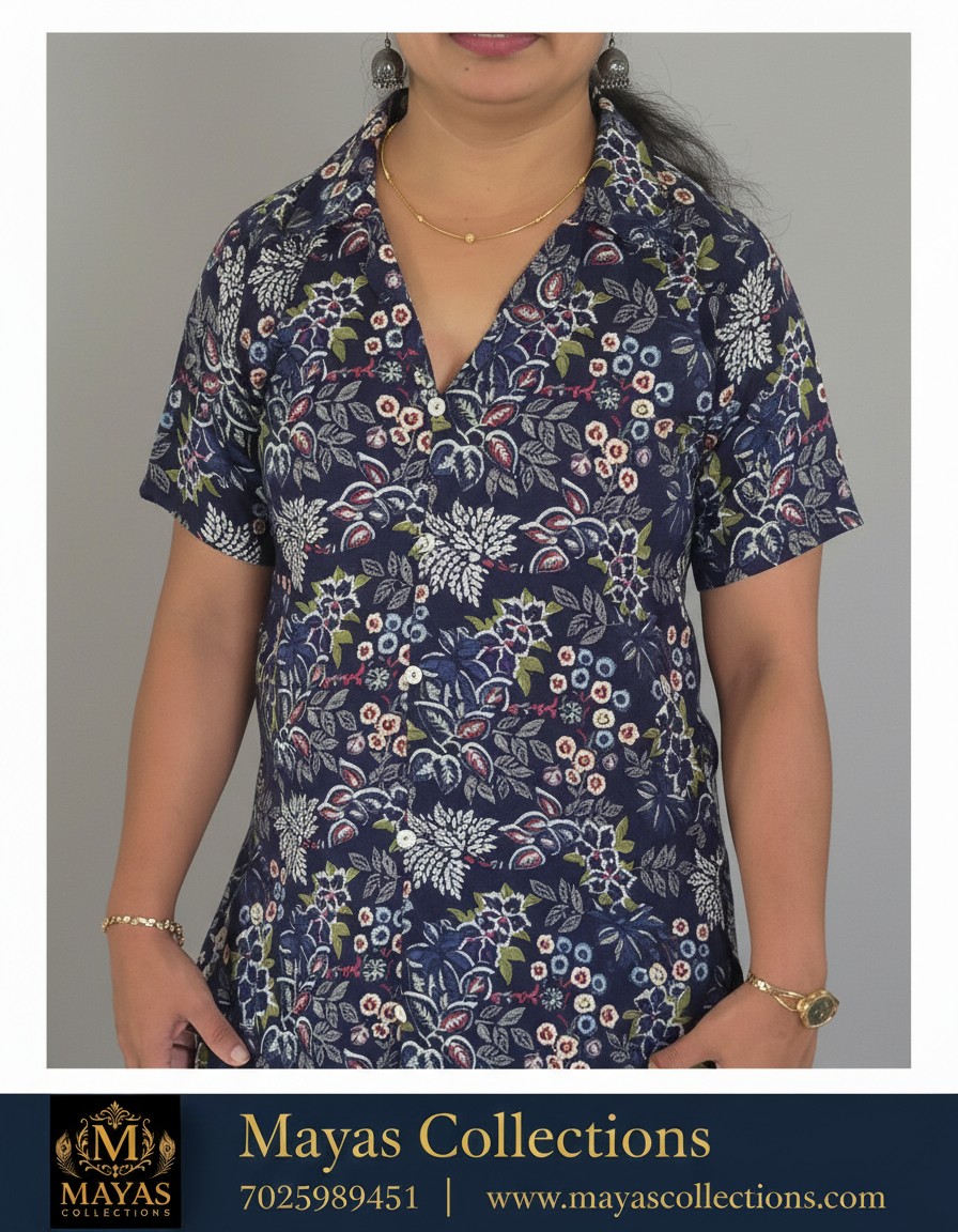 Cotton Rayon Cordset Blue Flowers